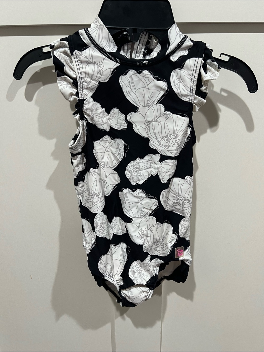 Ruffle Butts Black and White Floral Swim One-Piece